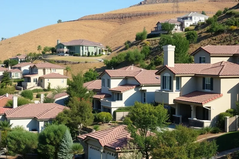 Townhomes and condos with landscaped slopes in Aliso Viejo