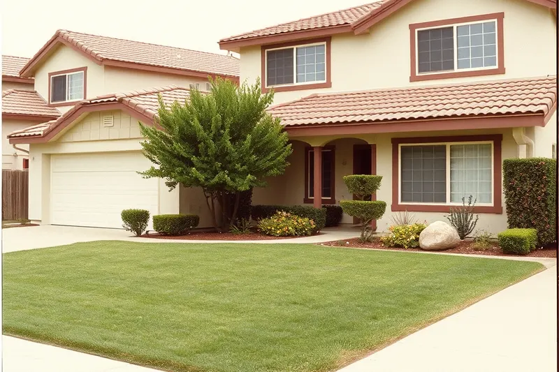 1970s two-story suburban homes with neat lawns in Cerritos