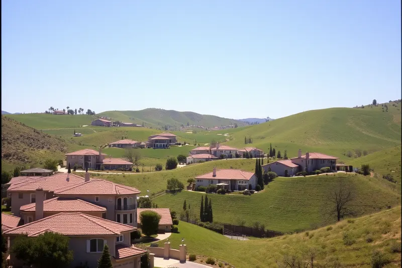 Homes on rolling hills with tile roofs in Laguna Hills