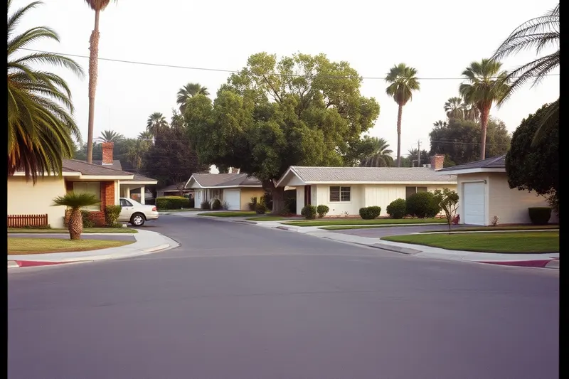 1950s and 1960s ranch homes on a quiet street in Los Alamitos