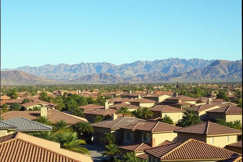 Tile-roof homes with Saddleback mountains behind in Rancho Santa Margarita