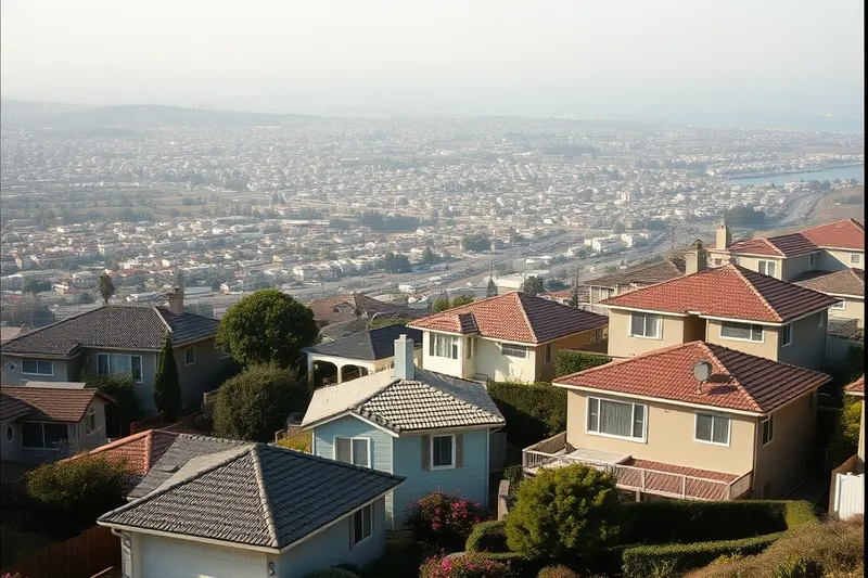 Homes on a hill with views over Long Beach in Signal Hill