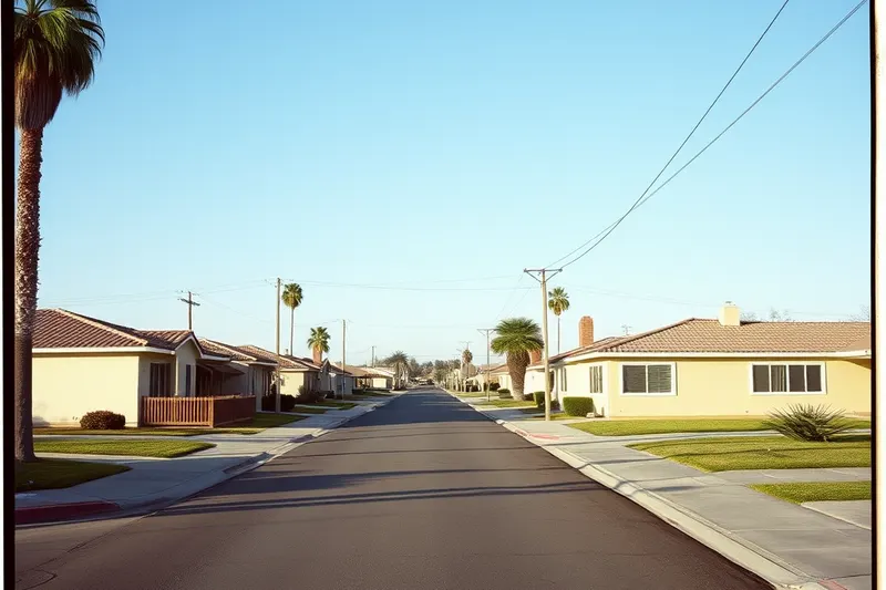 Small single-story homes on a flat street in Stanton