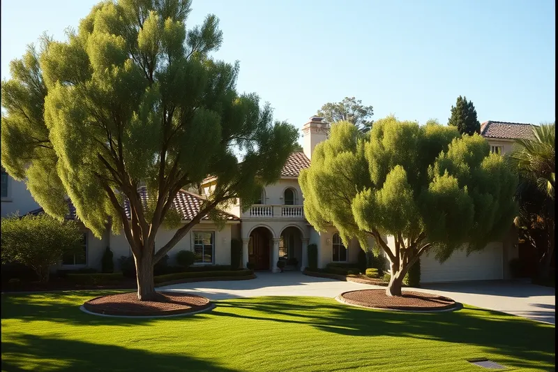 Estate-style homes on large lots with mature trees in Villa Park