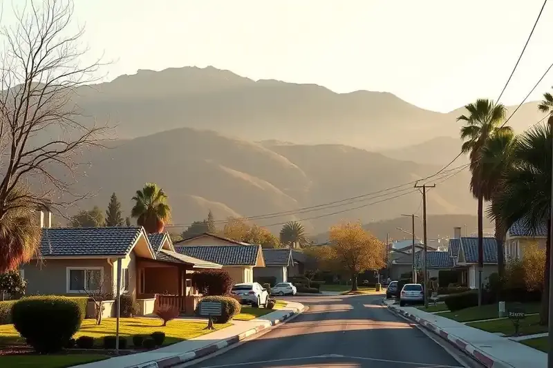 Ranch homes on a sloping street in the South Hills of West Covina